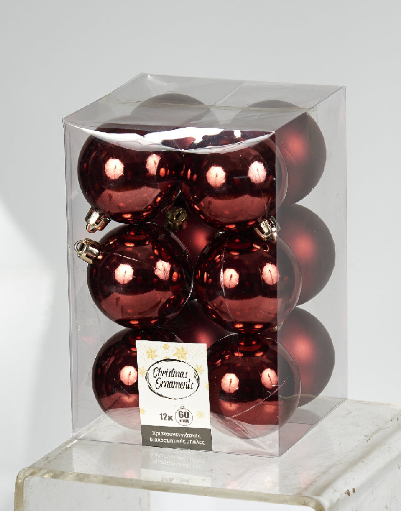 Βουργουνδί μπάλα 6 εκ. (set 12 τεμαχίων)