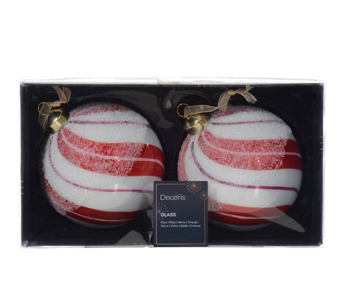 Χριστουγεννιάτικη Μπάλα 10 εκ. με χρωματιστές γραμμές (set 2 τεμαχίων)