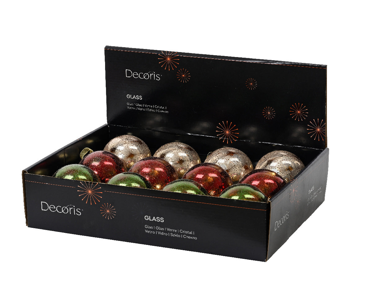 Χριστουγεννιάτικη Μπάλα 8 εκ με σχέδια (set 3 τεμαχίων)