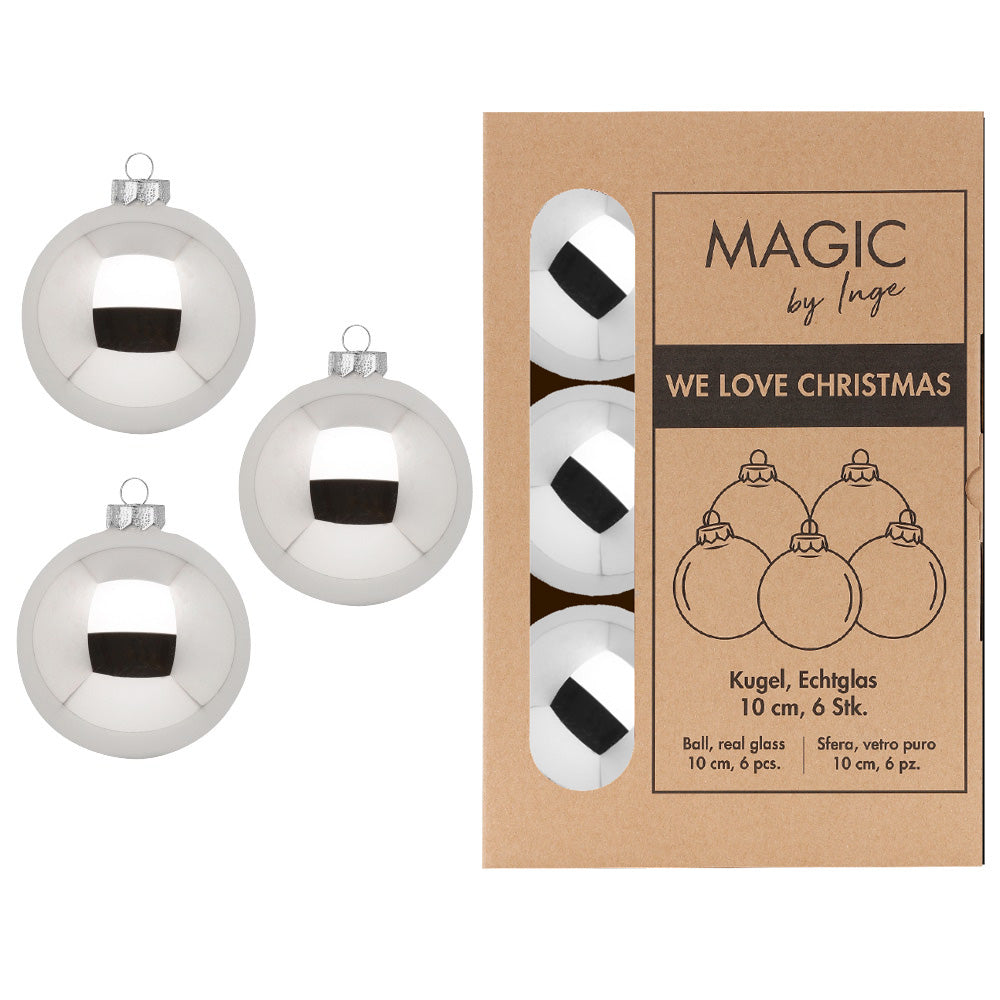 Χριστουγεννιάτικη Μπάλα 10 εκ. μονόχρωμη (set 6 τεμαχίων)