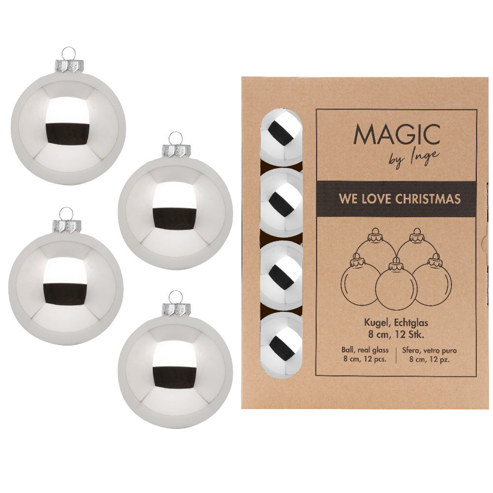 Χριστουγεννιάτικη Μπάλα 8 εκ. μονόχρωμη (set 12 τεμαχίων)