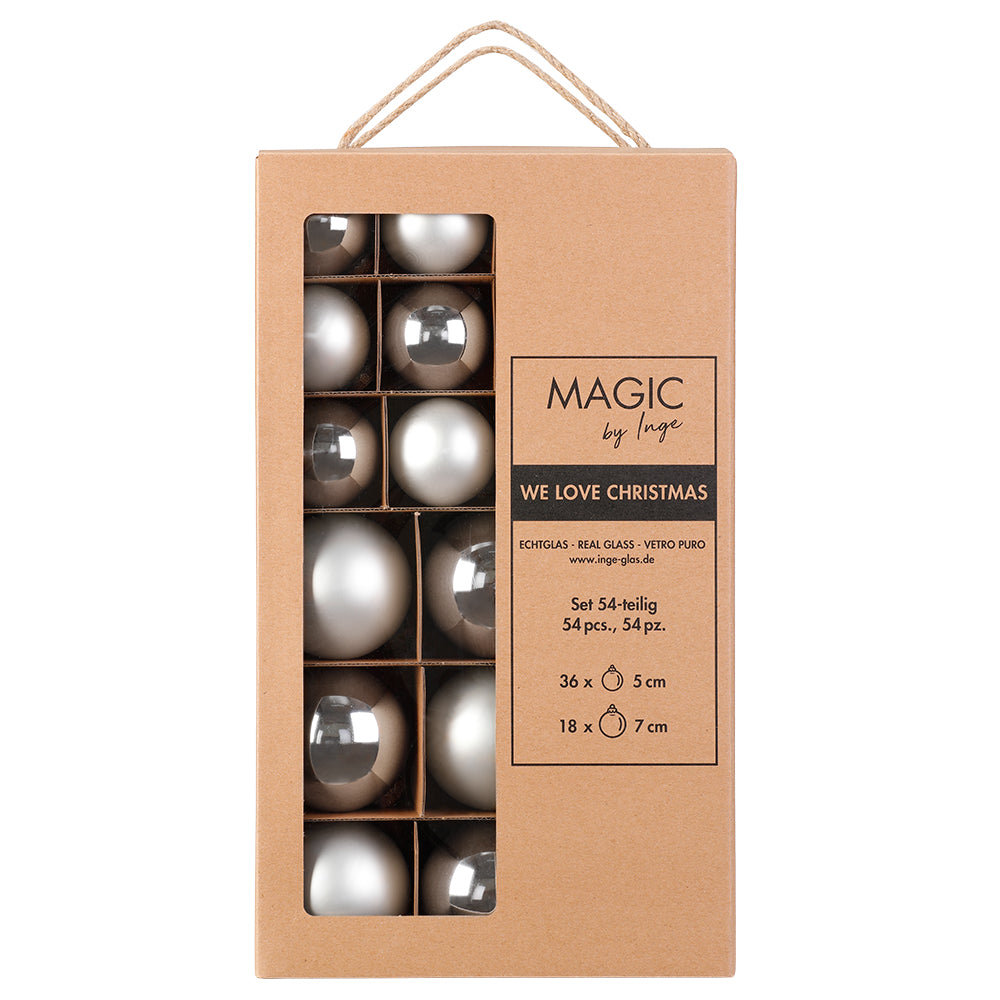 Set με 54 Χριστουγεννιάτικες Μπάλες 5 εκ. & 7 εκ. μονόχρωμες