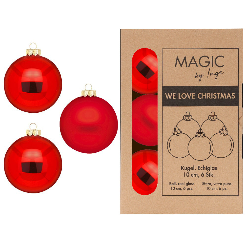 Χριστουγεννιάτικη Μπάλα 10 εκ. μονόχρωμη (set 6 τεμαχίων)