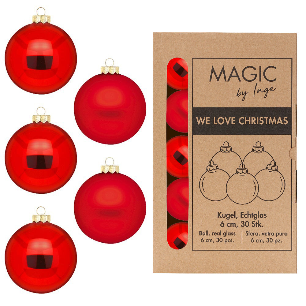 Χριστουγεννιάτικη Μπάλα 6 εκ. μονόχρωμη (set 30 τεμαχίων)