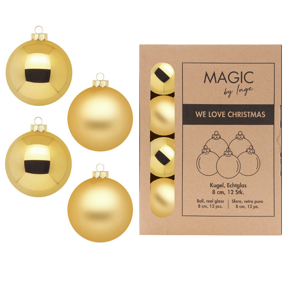 Χριστουγεννιάτικη Μπάλα 8 εκ. μονόχρωμη (set 12 τεμαχίων)