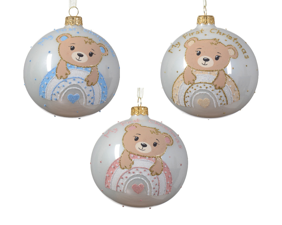 Χριστουγεννιάτικη Μπάλα 10 εκ My first Christmas (set 3 τεμαχίων)