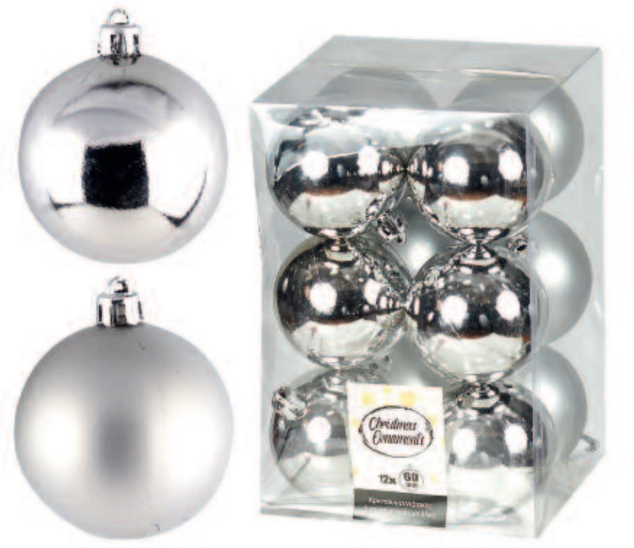 Ασημί μπάλα 6 εκ. (set 12 τεμαχίων)