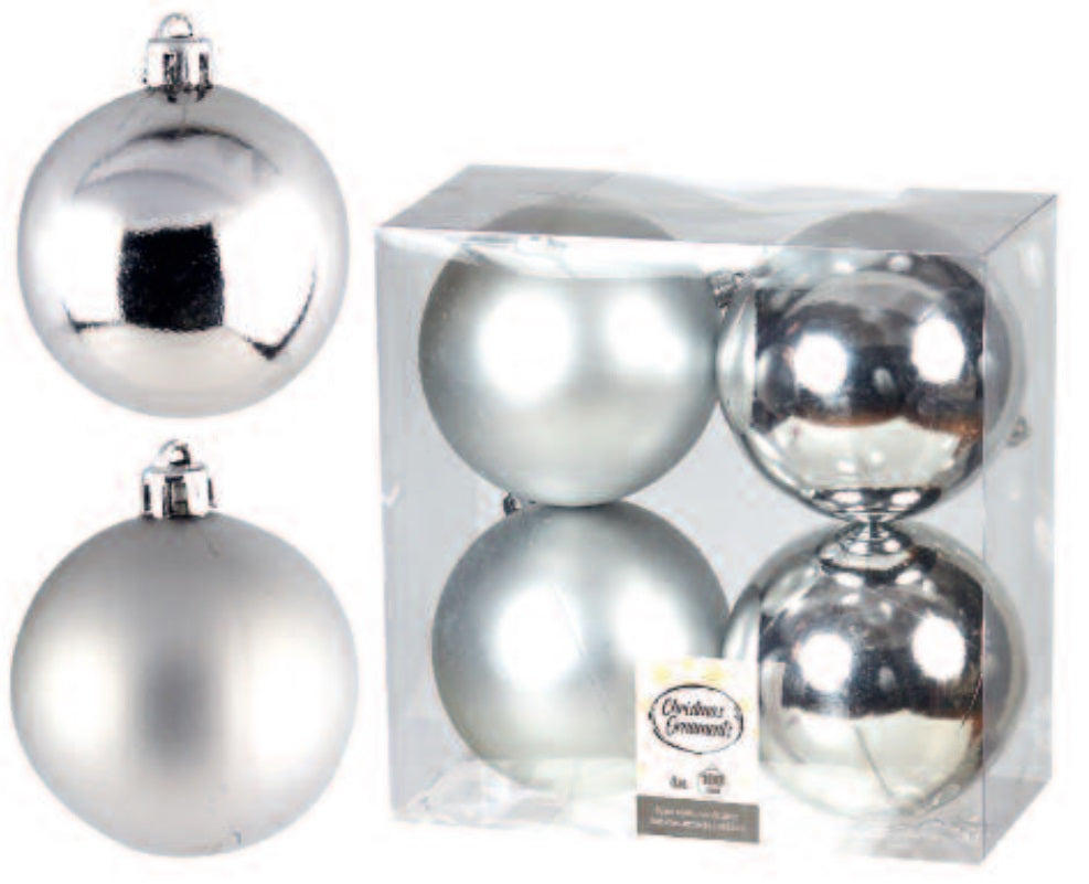 Ασημί μπάλα 10 εκ. (set 4 τεμαχίων)