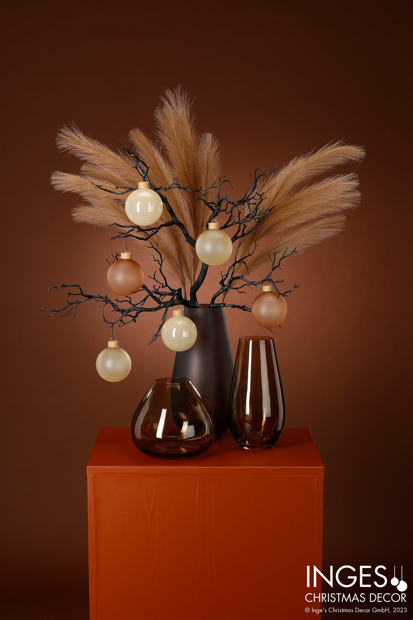 Χριστουγεννιάτικη Μπάλα 8 εκ. μονόχρωμη (set 6 τεμαχίων)