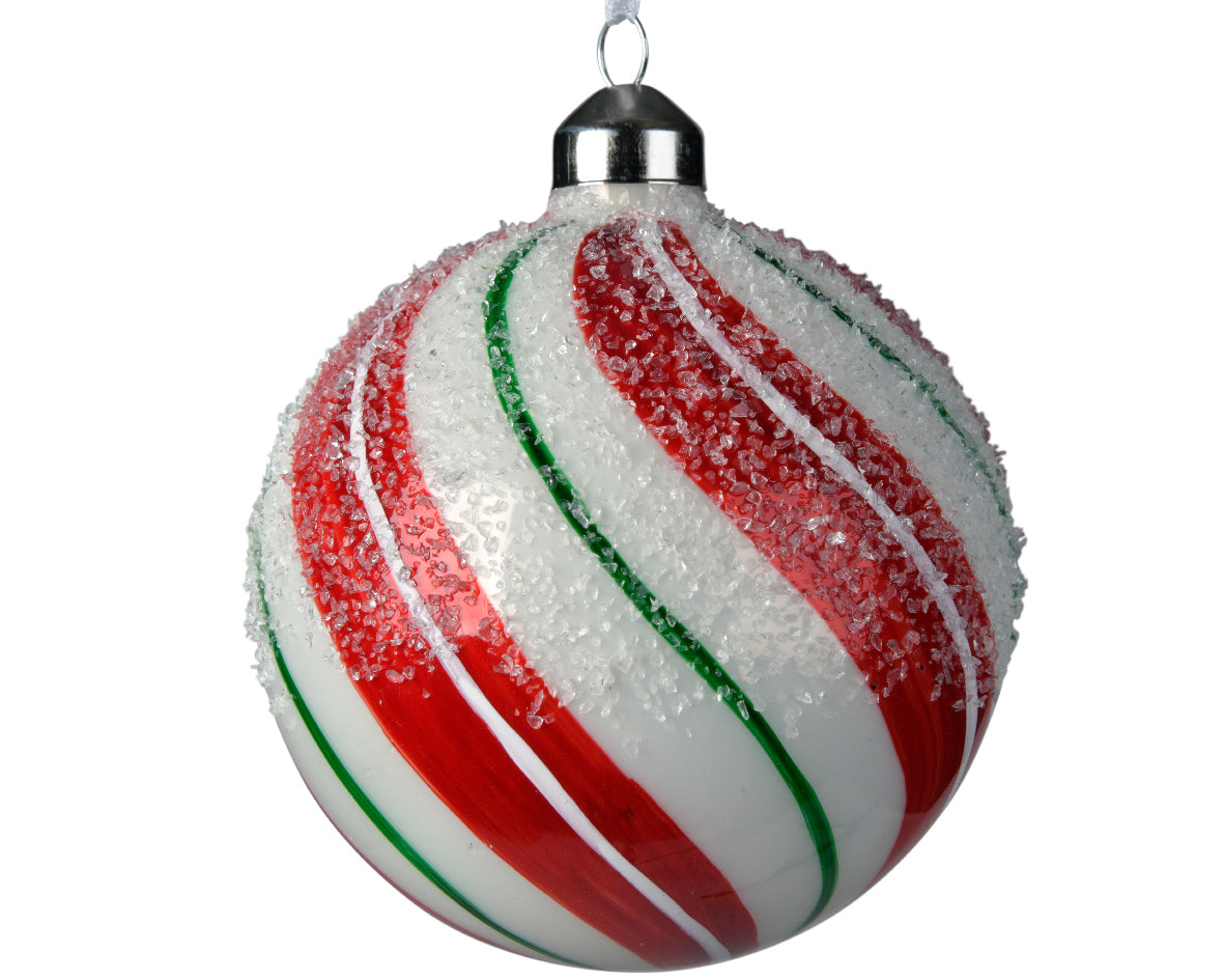 Χριστουγεννιάτικη Μπάλα 10 εκ. με χρωματιστές γραμμές (set 2 τεμαχίων)