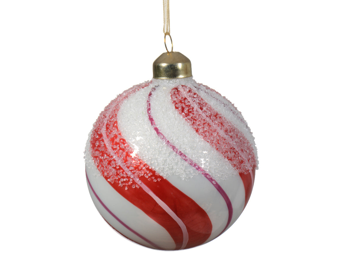Χριστουγεννιάτικη Μπάλα 8 εκ. με χρωματιστές γραμμές (set 3 τεμαχίων)