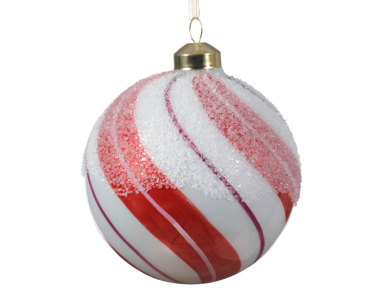 Χριστουγεννιάτικη Μπάλα 10 εκ. με χρωματιστές γραμμές (set 2 τεμαχίων)