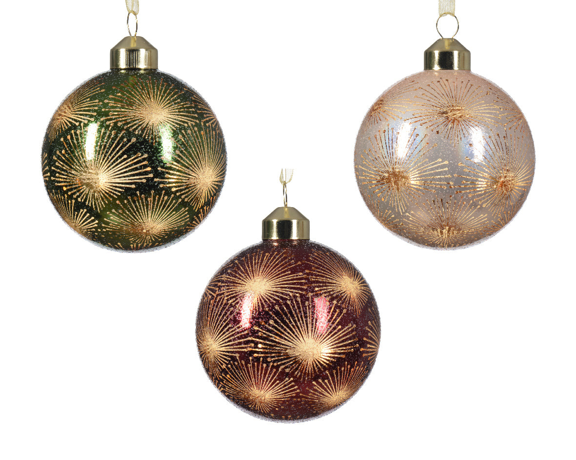 Χριστουγεννιάτικη Μπάλα 8 εκ με σχέδια (set 3 τεμαχίων)