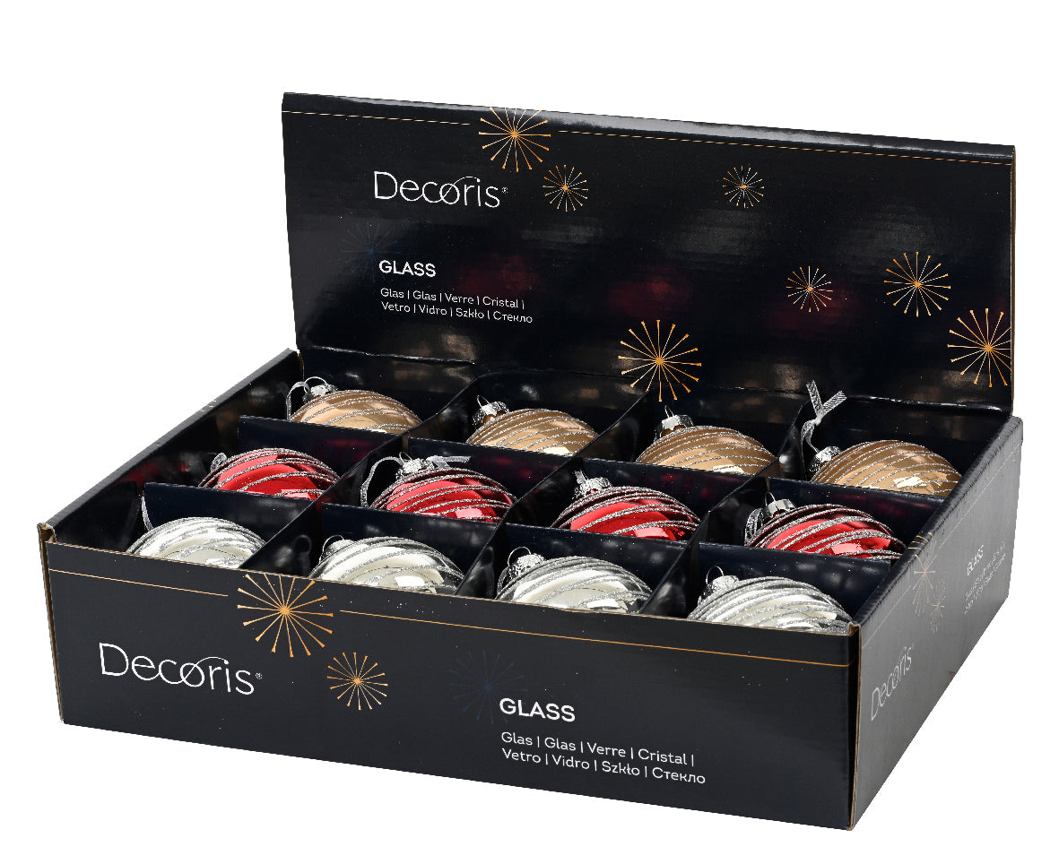 Χριστουγεννιάτικη Μπάλα 8 εκ με σχέδια (set 3 τεμαχίων)