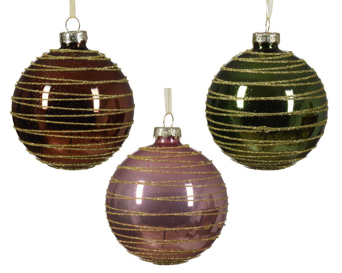 Χριστουγεννιάτικη Μπάλα 8 εκ με σχέδια (set 3 τεμαχίων)