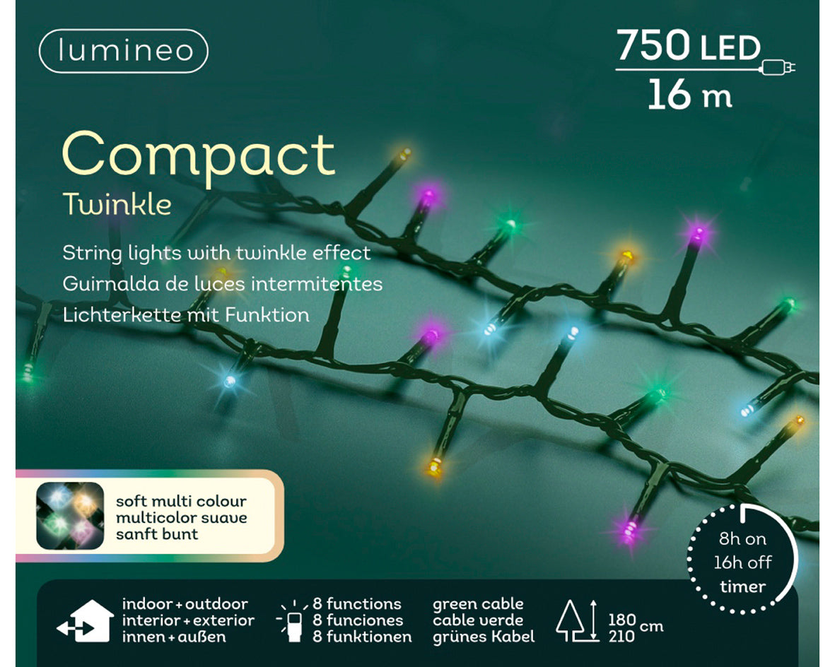 Πολύχρωμο φωτάκι σειρά, 750 LED, 1600 εκ. μήκος, με 8 Προγράμματα