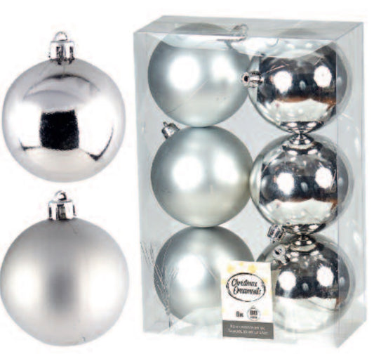 Ασημί μπάλα 8 εκ. (set 6 τεμαχίων)